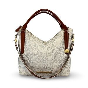 Elegant White and Brown Handbag